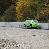 Impact test (TB11) between a lightweight car and a concrete New Jersey road restraint system