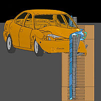 Crash barrier impact simulation with TB32