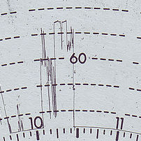 Enlarged image of a tachograph disc